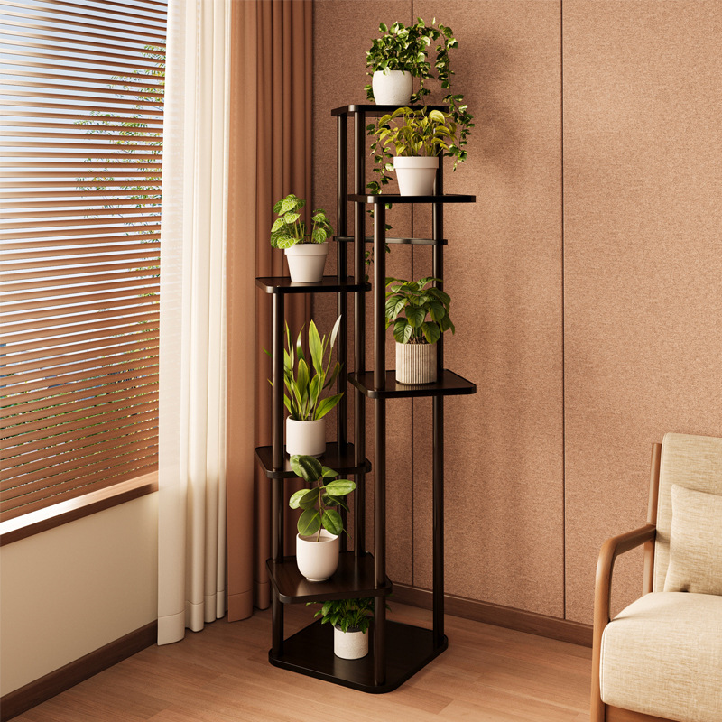 Soporte de madera maciza para flores de interior, para uso doméstico, estante de almacenamiento para balcón, soporte de plantas de varias capas para colocar macetas. image 2