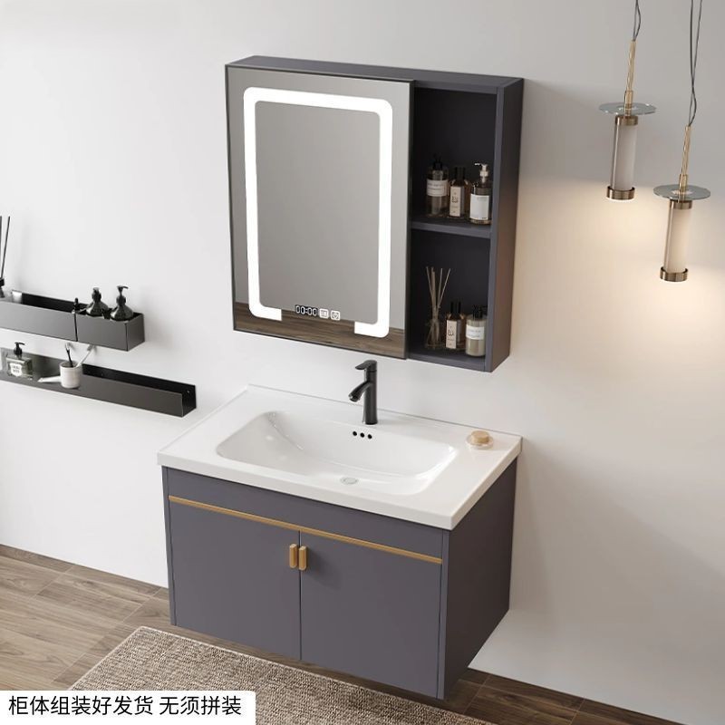 gabinete de baño combinado gabinete lavabo espacio de aluminio fibra de carbono tablero de roca gabinete lavabo lavabo simple inteligente baño sanitario
