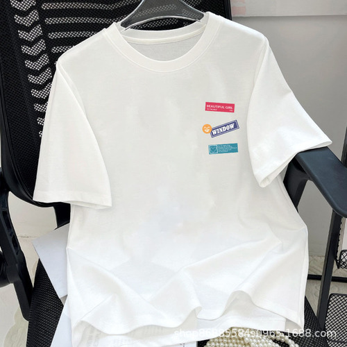 Pure Cotton T-Shirt Casual Brand Sport Unisex Loose Plus Size Crew Neck Letter Print Basic Top