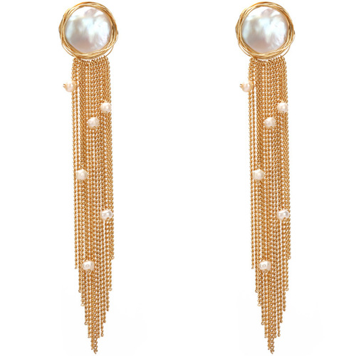 巴洛克珍珠耳环高级感925银针流苏耳饰复古小众气质饰品批发天然