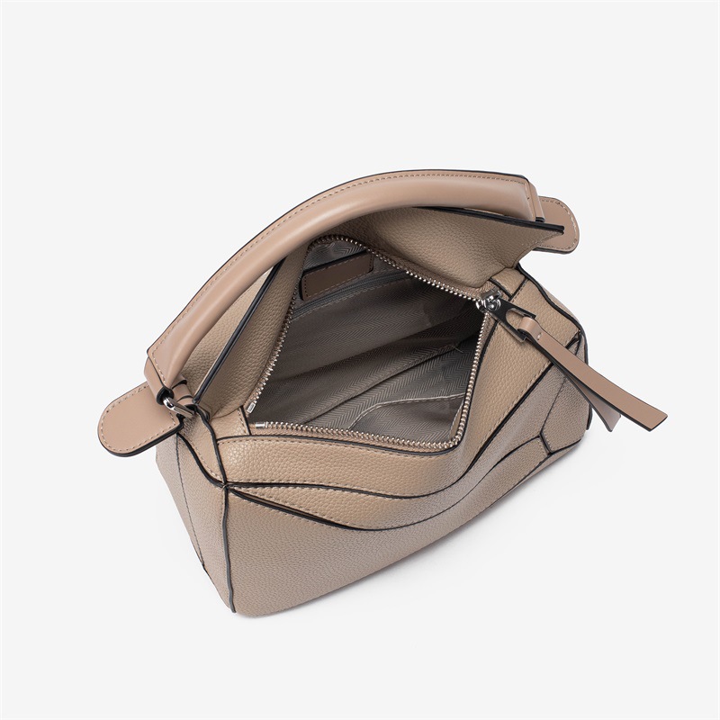 Bolsos de comercio exterior para mujer, nuevo bolso geométrico de costura de todo fósforo, bolso de mensajero con patrón de lichi, bolso médico ligero y de gran capacidad