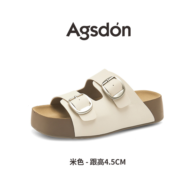 Augustion zapatillas de suela gruesa para mujer, 2025 nuevas sandalias y zapatillas de verano de Birken, sandalias de playa de un pie, marea