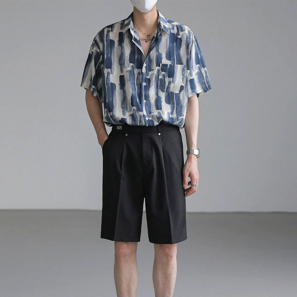 Рубашка с короткими рукавами мужская свободная от горячего летнего дизайна новый топ