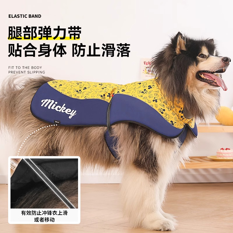 Disney Pet Ropa Mickey traje de asalto perro de cabello dorado grande traje de lluvia perro otoño invierno