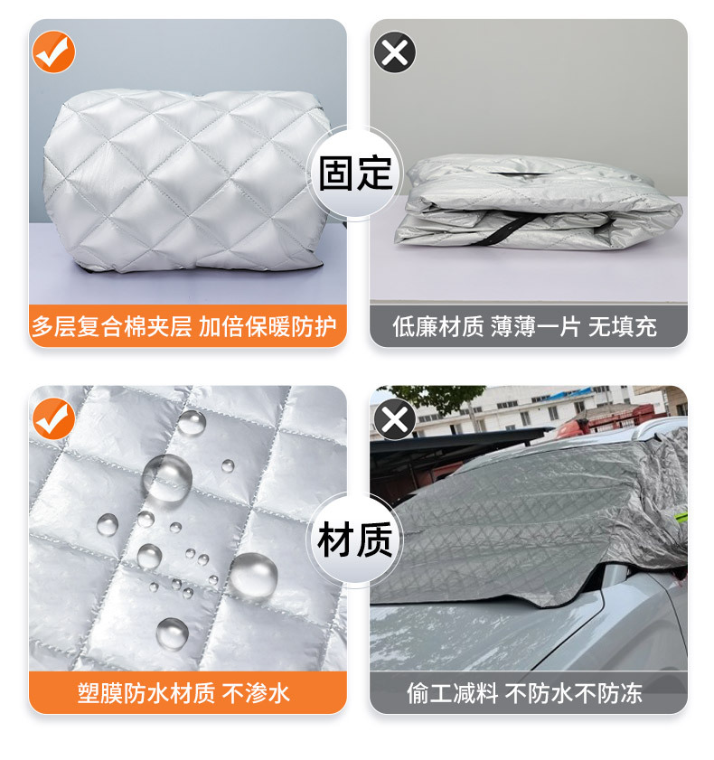 Car Front Windshield Snow Cover Glass Frost-Proof Anti-Freeze Anti-Snow Half Car Cover Cloth Winter Thickened Car Cover for Winter
