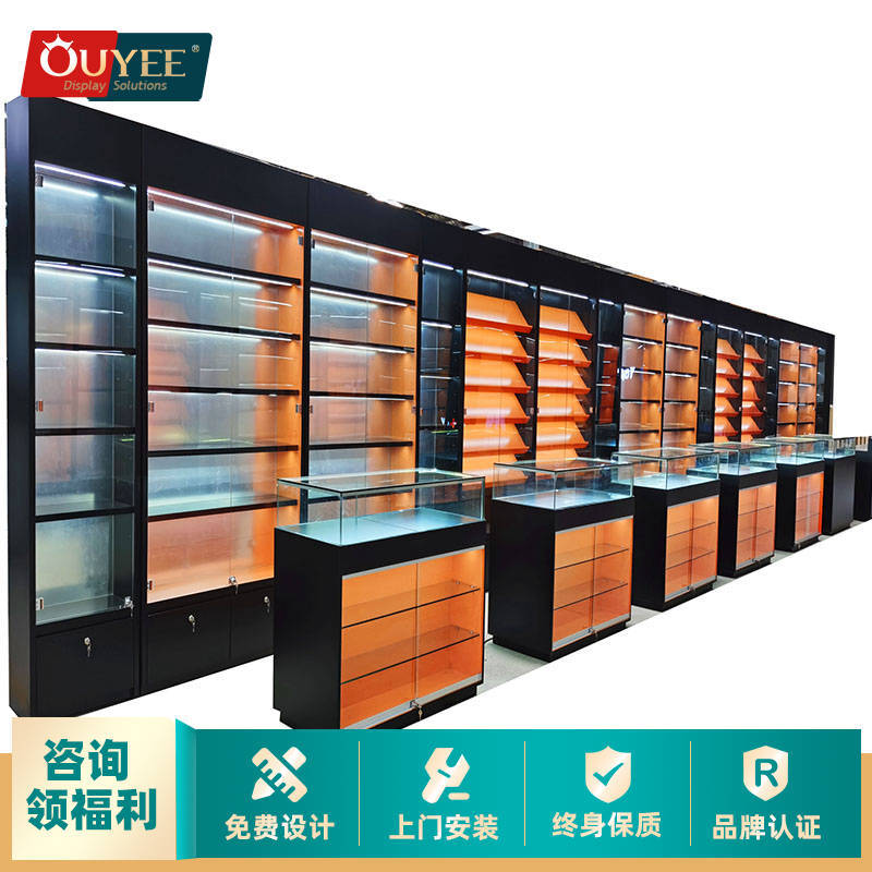 欧野烟柜台展示架货柜 专卖店烟酒柜组合钢化玻璃柜跨境外贸加工