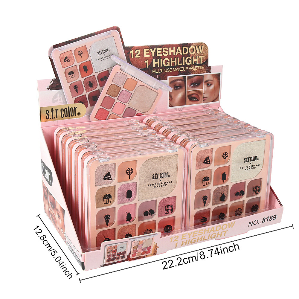 s.f.r color transfronterizo exclusivo para opaca perlada sombra de ojos + alta luz fácil de colorear rosa sombra de ojos de la niña disco completo