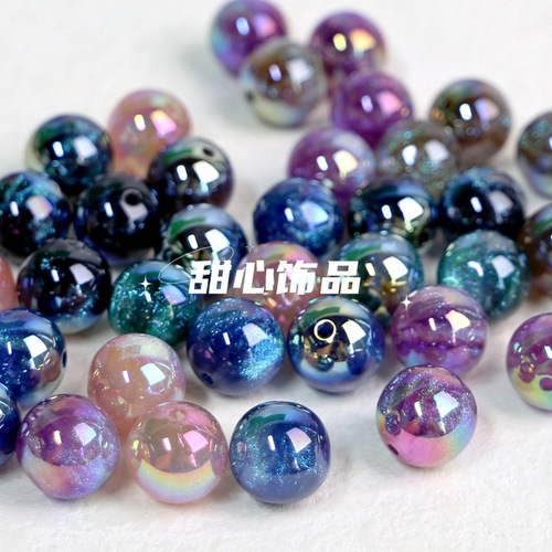 16mm high goods uv starry sky dazzling polar star resin beads diy loose bead bracelet mobile phone chain jewelry accessories