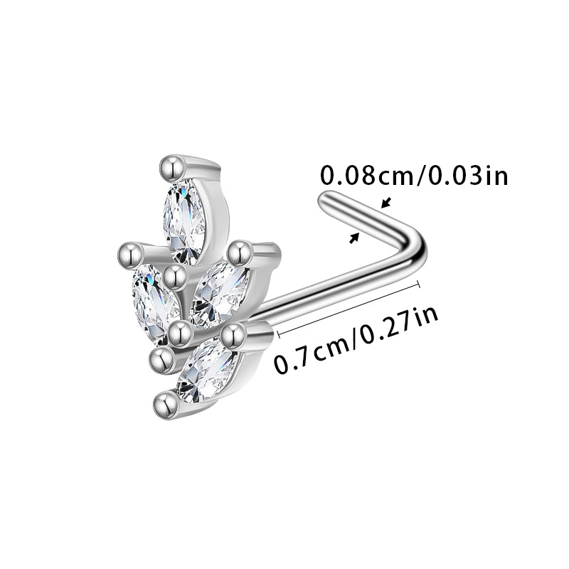 Bent Rod Stainless Steel Fashion Zircon Side Nose Stud Fine Needle Piercing Earring Yiwu Source Manufacturer Wholesale_voghion.com