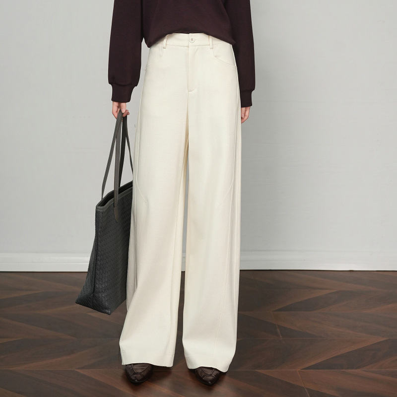 Authentic Wool Wide-Leg Pants for Women, Long Trousers, 2025 Autumn and Winter New Versatile Elegant Loose Drape Fashion Floor-Length Pants