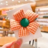 2414 orange plaid flower hair rope