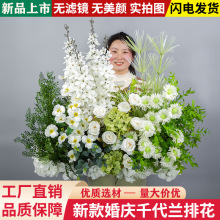 婚庆道具地排花千代兰仿真花高端婚礼堂花排求婚场地布置装饰花艺