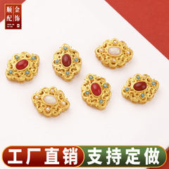 強保色アクセサリーdiyアクセサリー砂金アクセサリー緑松象眼隔珠古法金ブレスレット手串編み材料