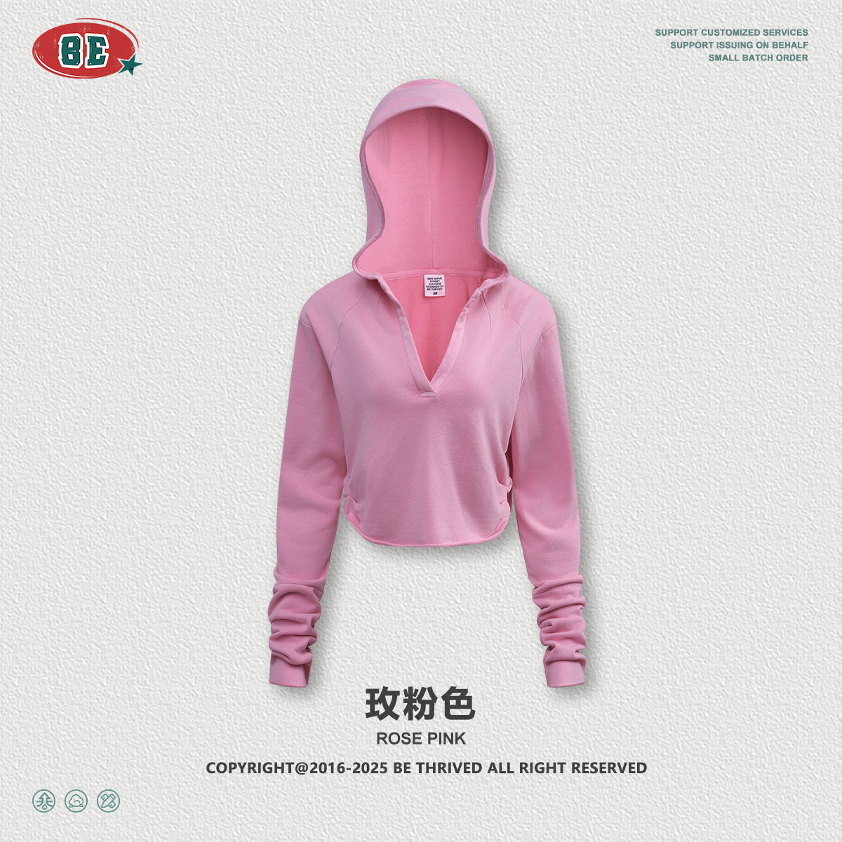 BE ropa de mujer de otoño de 2025 Europa y América vintage hottie chaqueta de cuello en V camiseta doblada corta con capuzas de manga larga chaqueta de mujer image 10