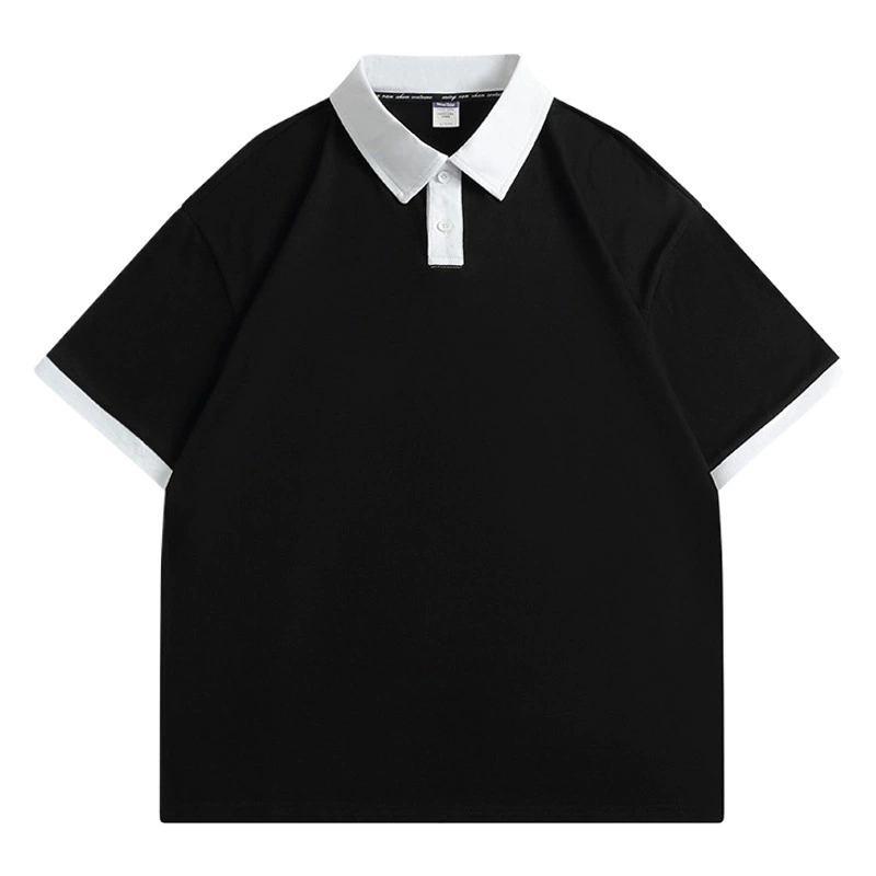 200 г чесаный Чистый хлопок школьная форма колледж популярная DIY свободная универсальная японская Высокая улица падающее плечо подходящее по цвету отворот POLO