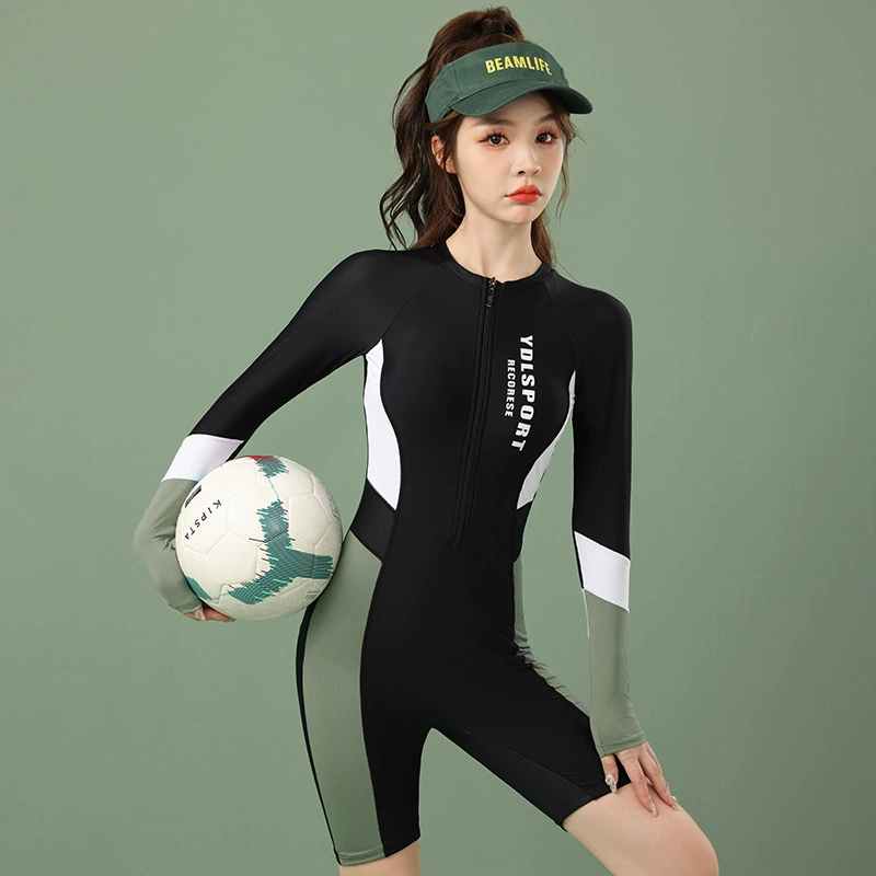 Купальник для женского бассейна, посвященный профессиональным цельному боксеру, новый Тонкий пляжный консервативный купальник больших размеров с длинными рукавами и горячими источниками