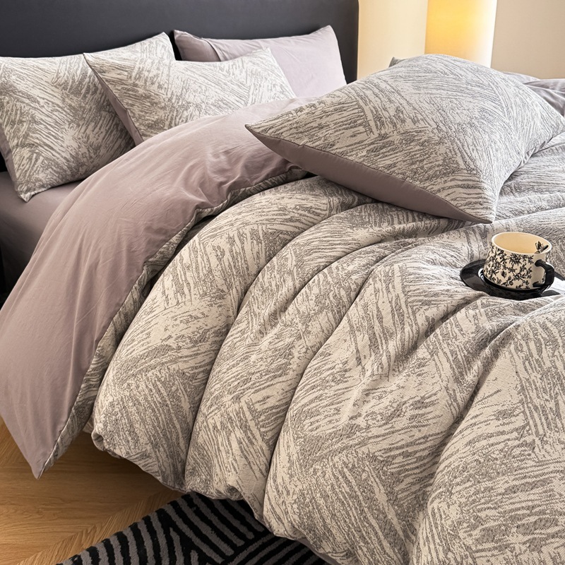 Jacquard grueso molido de algodón de tres capas de hilo de cuatro piezas de un conjunto de sábanas de algodón de clase A de tres piezas de ropa de cama de otoño y invierno 4