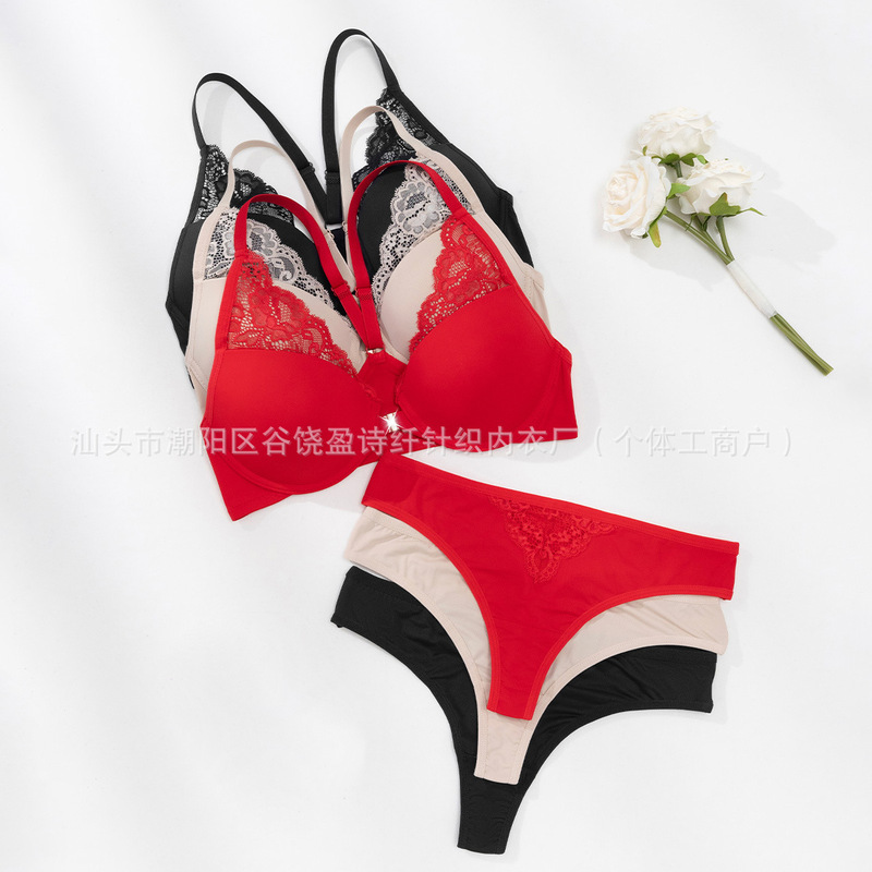 Dropshipping Aliexpress Amazon Cross-Border New Women's Plus Size Underwear Set Push-Up Beautiful Back Sexy Lace Bra Dropshipping Aliexpress Amazon Cross-Border New Women's Plus Size Underwear Set Push-Up Beautiful Back Sexy Lace Bra