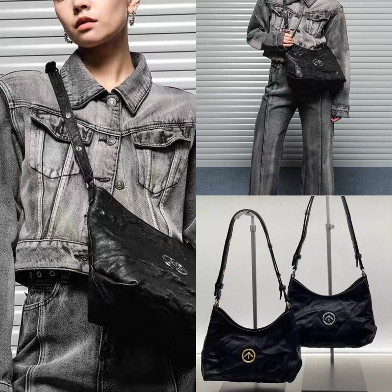 Yang Yi's Same Style】Grtt Gele Blackstone Hobo Vegetable-Tanned Sheepskin Underarm Shoulder Crossbody Tote Bag