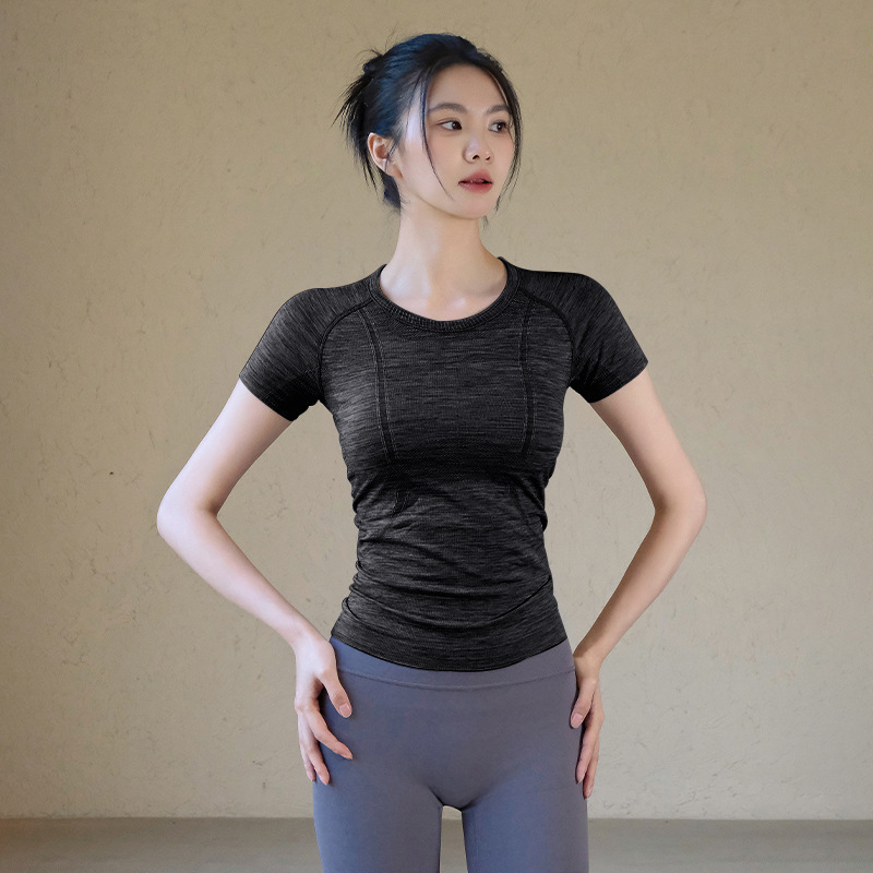 速干瑜伽服T恤女修身显瘦短袖健身服跑步训练吸汗普拉提运动上衣|undefined