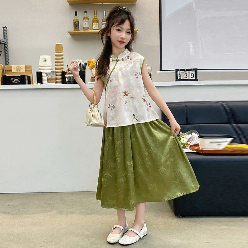 Летний Hanfu, комплект, чеппон, комбинезон, китайский стиль