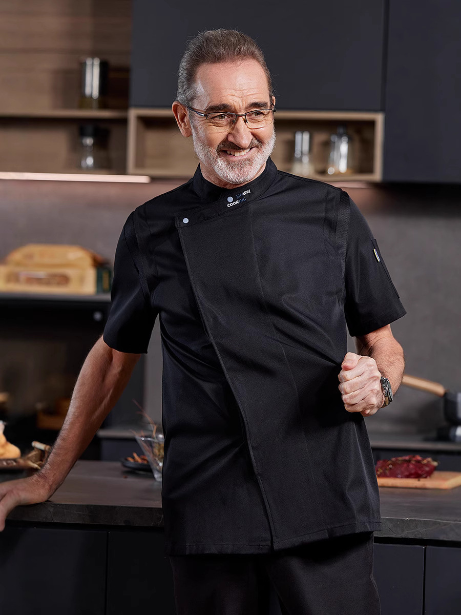 Catering Chef Work Clothes Short-Sleeved Summer Comfortable and Breathable Chef Clothes Hotel Restaurant Canteen Work Clothes Cooking Clothing