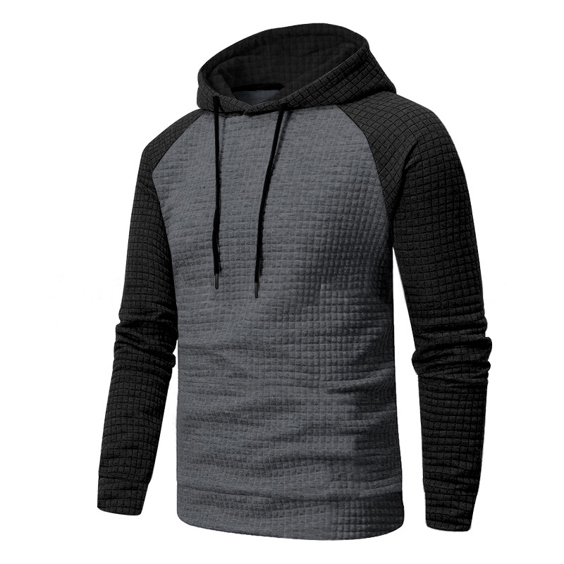 Schweres Kapuzensweatshirt mit Farbblockdesign für Herren, lockere Passform, Pullover mit Kordelzug für lässige Streetwear (Schwarz/Grau, Armeegrün/Beige)_voghion.com
