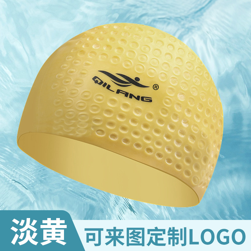 Gorro de natación de silicona, talla grande, para adultos, con protección para los oídos, protector de cabello, impermeable, logotipo personalizado, unisex, venta directa de fábrica
