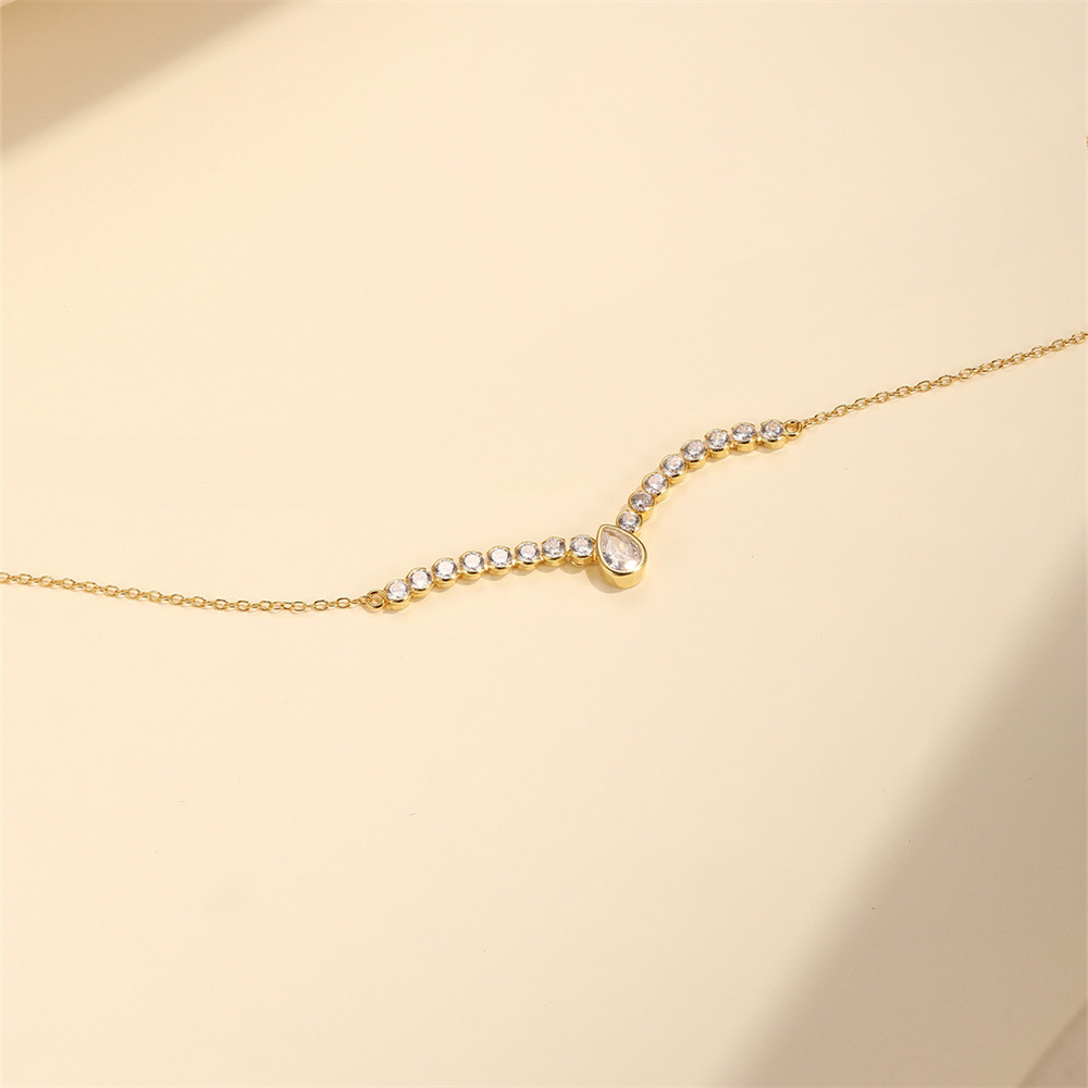Water Droplets Pattern All Seasons Season 925 Sterling Silver Water Droplets Zircon 925 Sterling Silver Cable Chain Pendant Necklace