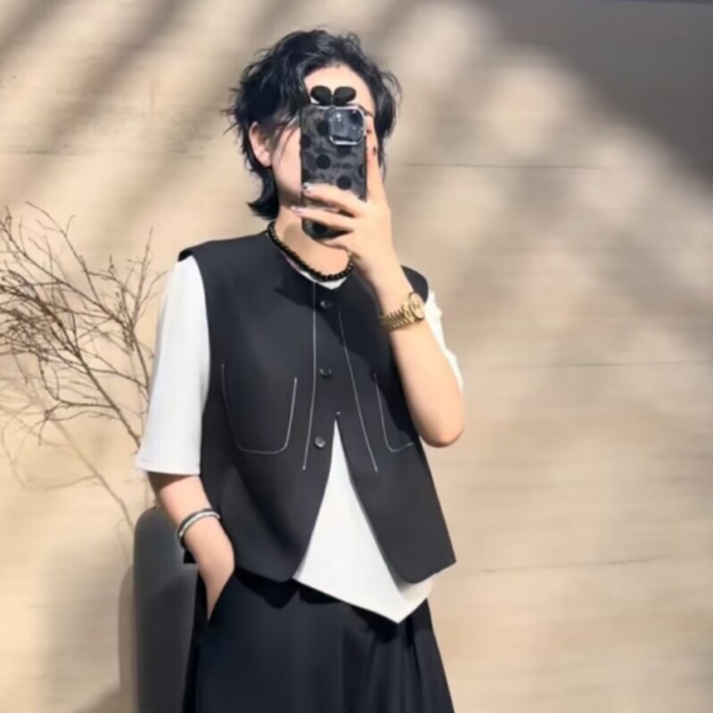 Women's Suit Vest Jacket 2025 Autumn New Style High-End Elegant Fashion Vest Loose Fit