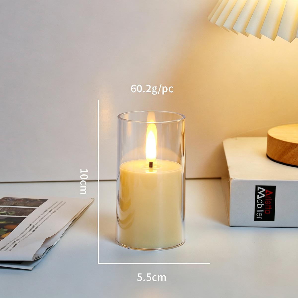 Lámpara de Vela Electrónica de Acrílico Sin Humo con Control Remoto para Propuesta de Matrimonio y Fiestas