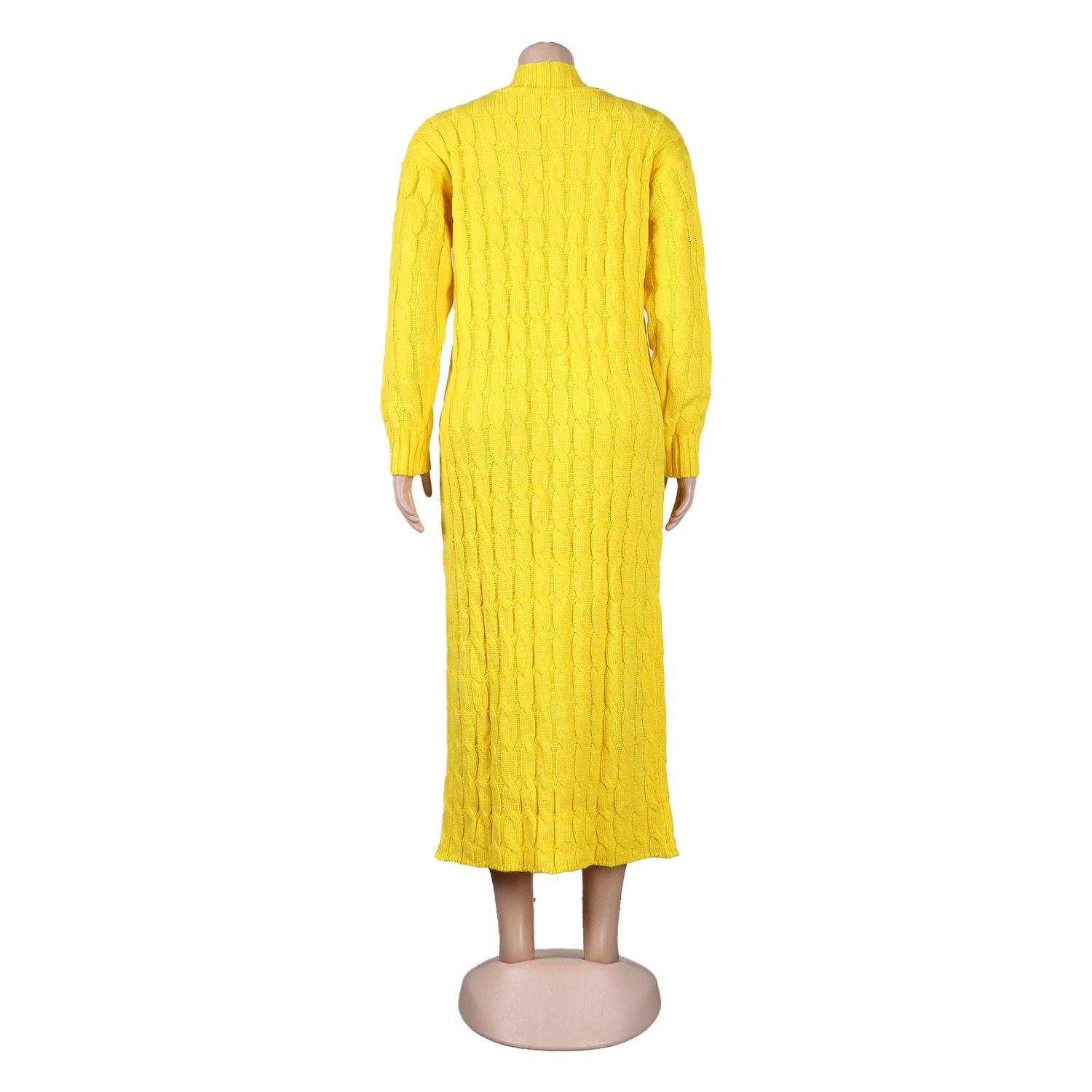 Damen Strickjacke Lang Aus Grobstrick In Unifarben Wintermantel_voghion.com