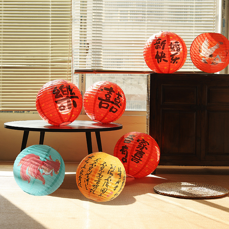 Festival Paper Lantern 2025 New Hanging Decoration Big Red Dragon Year Lantern Wedding Living Room New Year Lantern Festival Interior Decoration