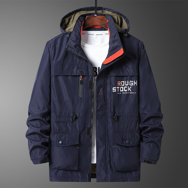 2025 chaqueta de asalto al aire libre para hombres ocio medio largo chaqueta de trabajo con camisa gruesa chaqueta de bolsillo militar