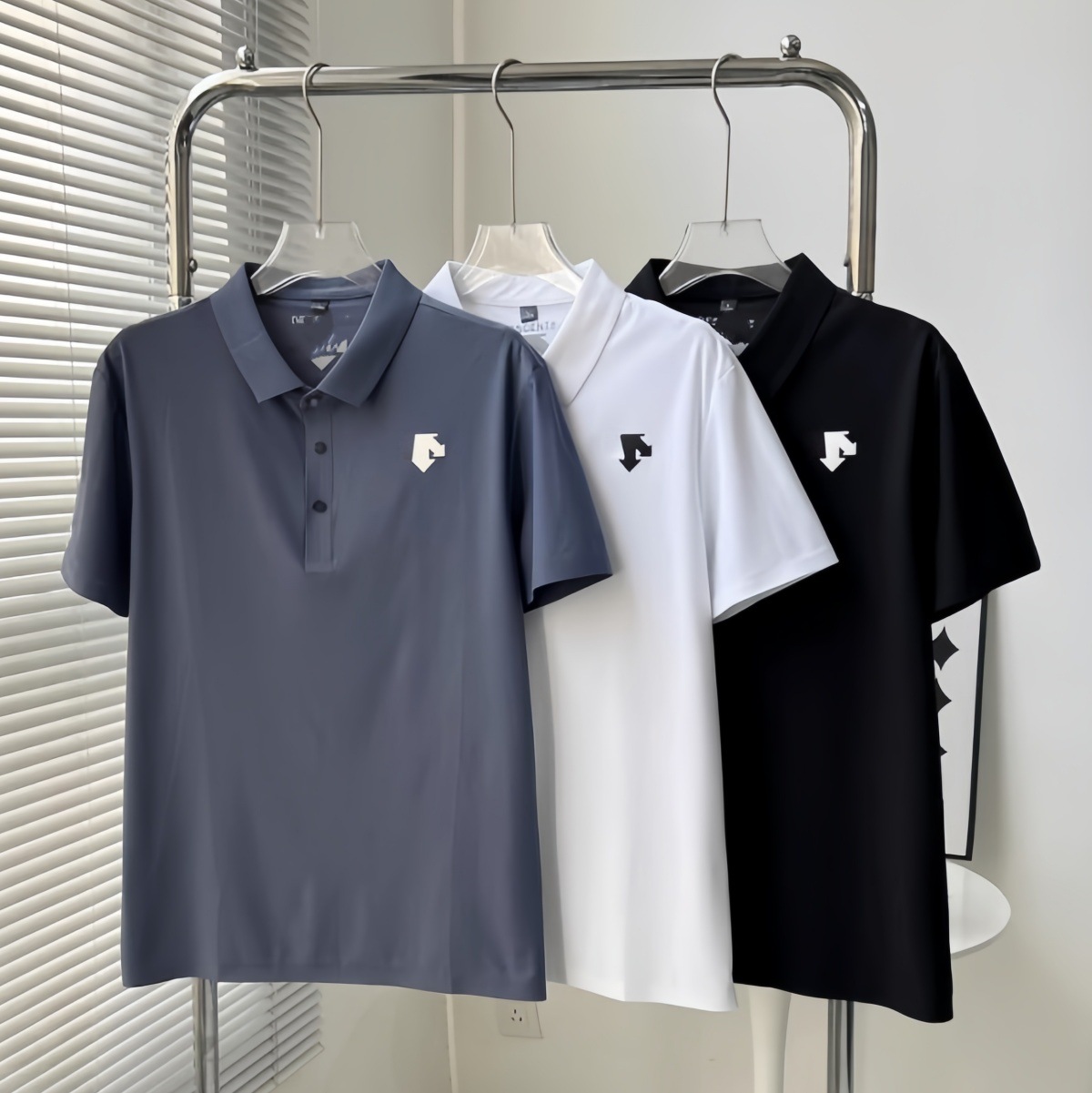 Piqué cotton |   Summer Unisex DiJia 3D Silicone Short-Sleeve Polo Shirt DST1100 #