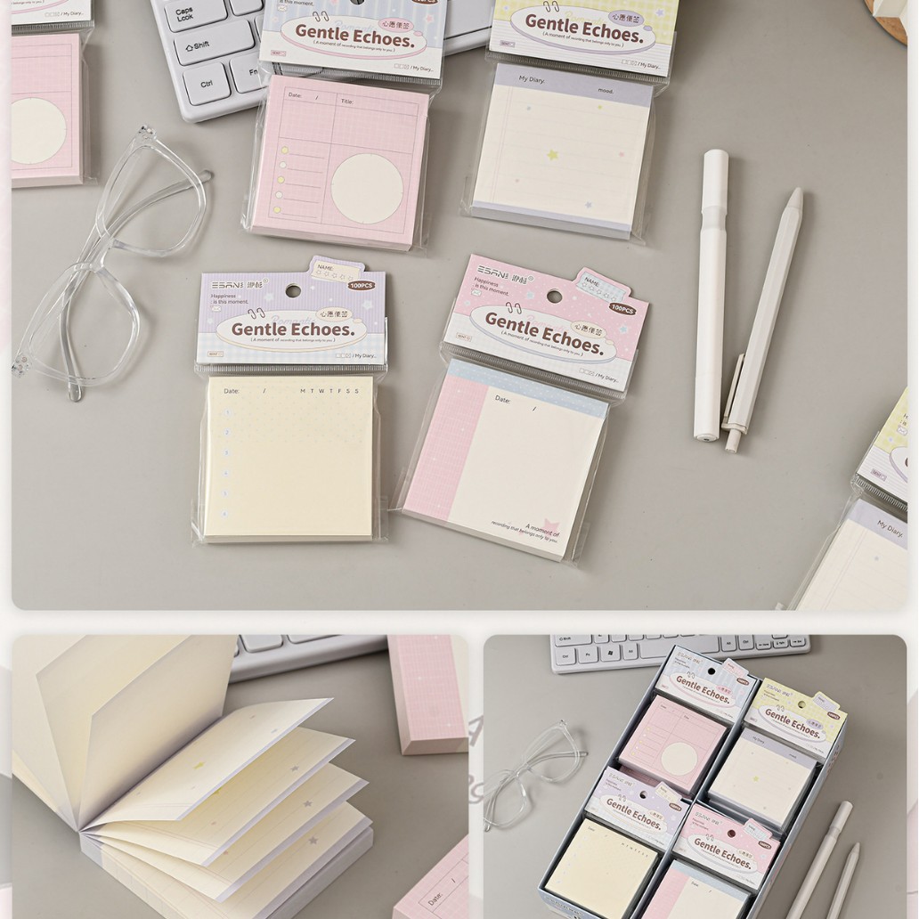 Inswind dibujos animados papel de notas no adhesivo cuaderno de notas de página de color para estudiantes de papel de notas de alto valor facial