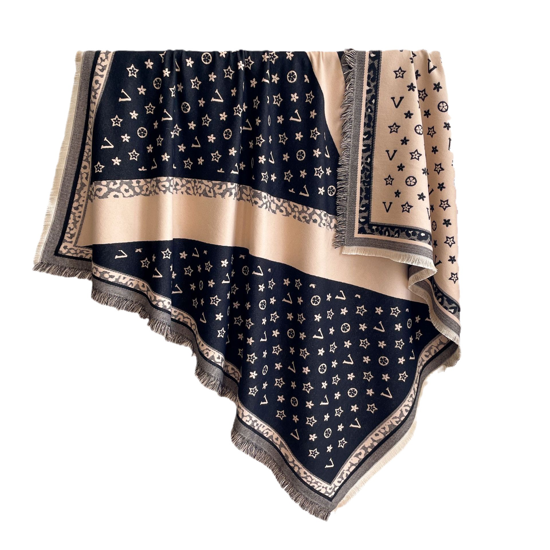 Europa y América nuevo chal de Cachemira de gran tamaño elegante todo fósforo carta impresa bufanda invierno engrosada bufanda caliente para las mujeres