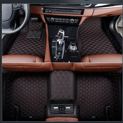 Modelə uyğun ayaqaltı: Drive, Right Titanium Hong Kong Version - five-seat-double-layer-floor-mats-black-with-red-lines