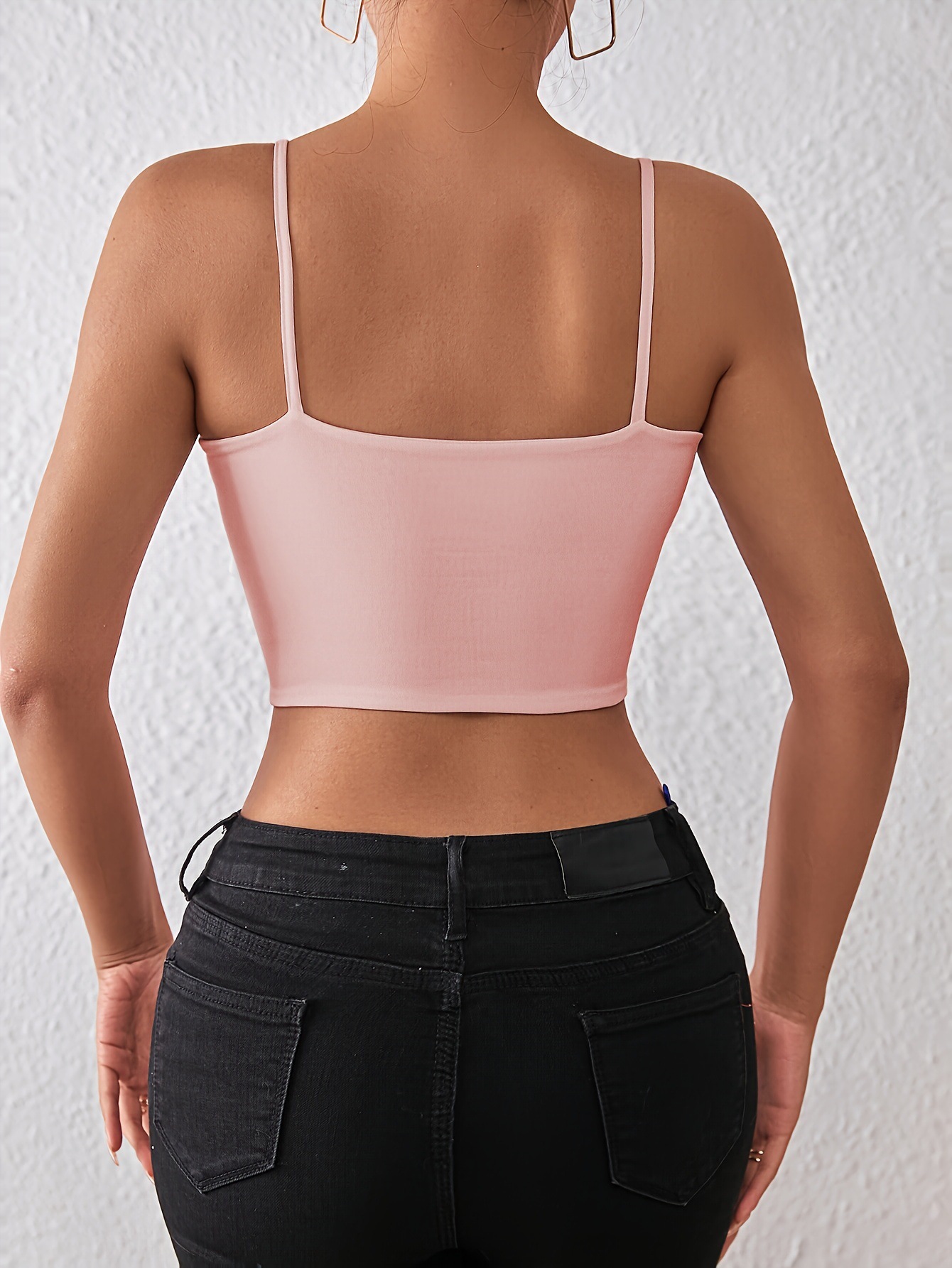 105g Weight Polyester Fabric Type Short Top Length Camisole Tops Type Holiday, Daily, Date Occasion Strap Neckline Slim Fit Type Solid Color Pattern Summer Season Women's Gender Backless Design Sexy Style Wholesale Women's Sexy Solid Color Backless Tank Tops 6