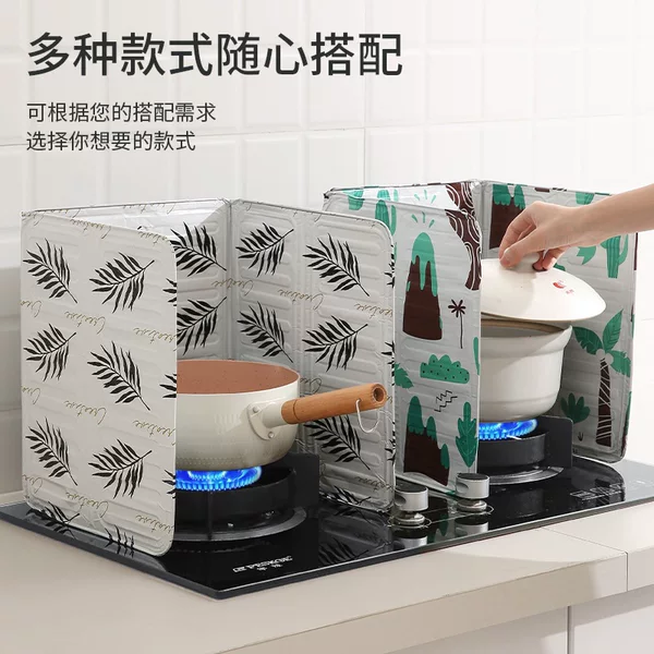 Foldable Aluminum Foil Oil Splash Guard for Kitchen, High-Temperature Resistant, Heat-Insulating, Anti-Splash Oil Guard for Home Stoves