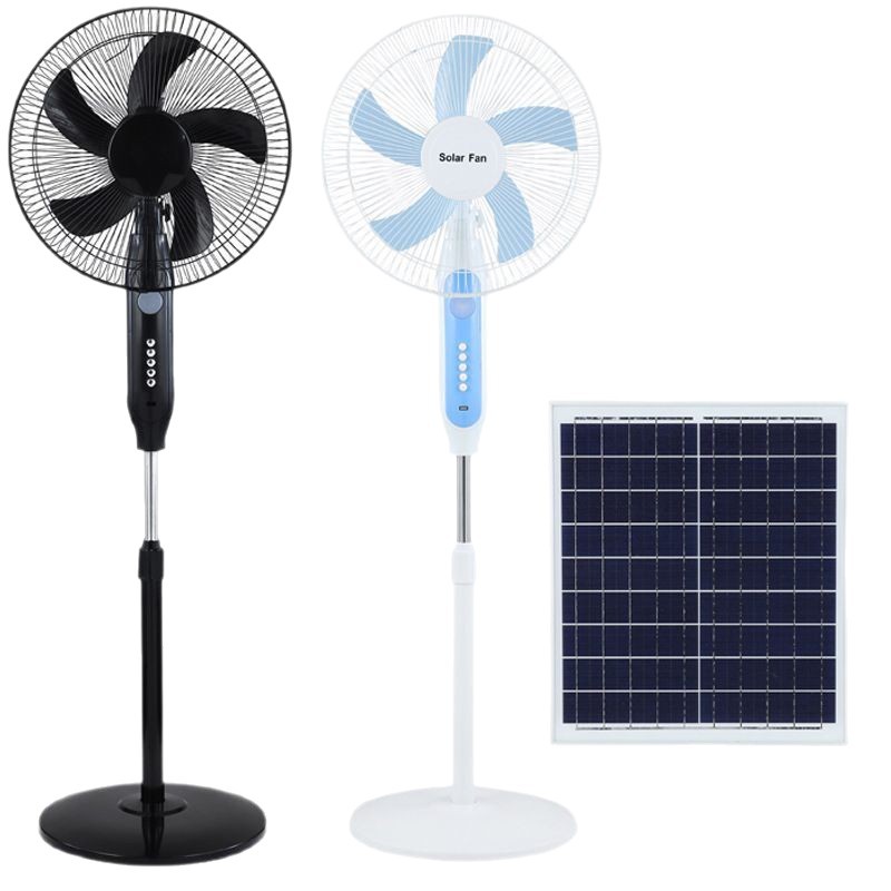 Ventilador de pie para uso doméstico, ventilador recargable, ventilador oscilante de pie para exteriores con viento fuerte, ventilador recargable con energía solar para comercio transfronterizo en África.