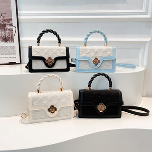 Vintage Exquisite Fashion Color-matching 2025 New Flower Lock Trendy Large Capacity Western Style Crossbody Portable Small Square Bag
