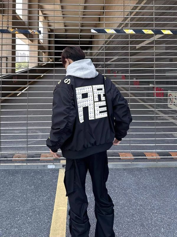 港风街头春秋季刺绣字母飞行员夹克男女宽松百搭棒球服外套ins潮|undefined