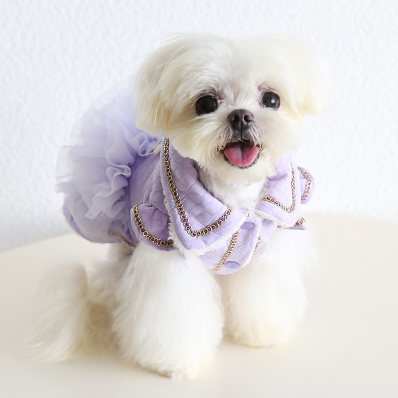 Petstyle 复古压纹蓬蓬裙 2025秋冬新款 狗狗猫咪服装宠物狗衣服|undefined