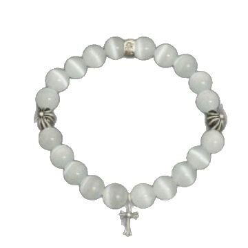 Crow-a vintage old cross white cat eye stone bracelet bracelet for men and women Valentine's Day gift