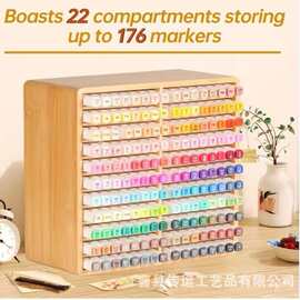跨境新款儿童马克笔收纳盒桌面墙壁画笔木制收纳马克笔收纳筒
