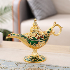 Metal European-style pattern Aladdin lamp large size home antique craft luxury creative study room wish lamp decoration