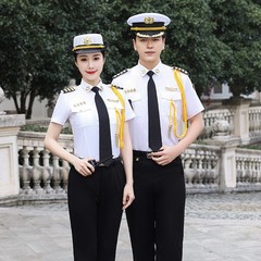 Modern white security work uniform for men, short-sleeved shirt, etiquette set, property image stationery uniform summer wear