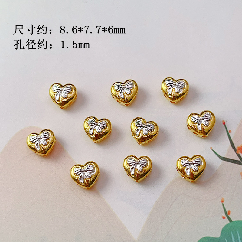 S925 Silver Gold-Plated Peach Heart Gourd Rotating Tube Fish Tail Spacer Bead Accessories Pendant Bracelet Charm DIY New