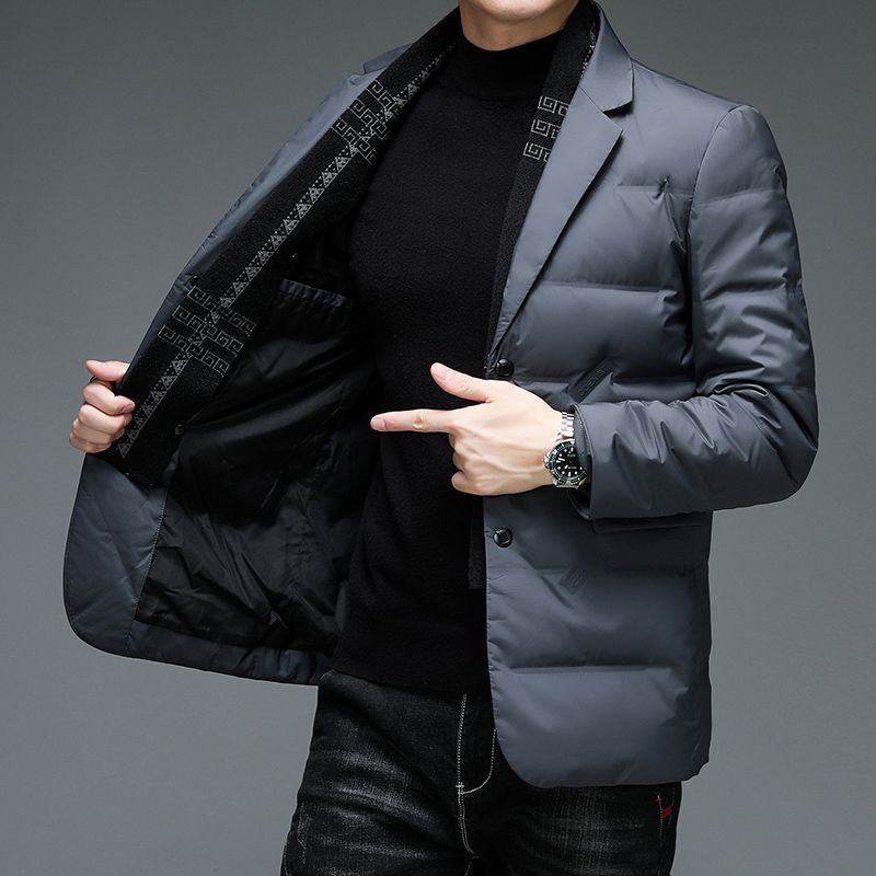 Isaac Paul Down Jacket Men's Slim-fit Suit Down White Duck Down Jacket Fashion Removable Scarf Collar Jacket